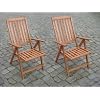 Merxx 2er Set Eukalyptusholz Klappsessel Viktoria, 5-fach verstellbar, Ma�e: 60 x 66 x 110 cm