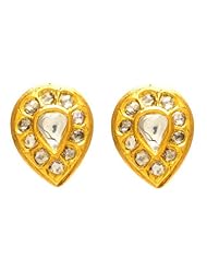 22kt Yellow Gold Diamond Pave Stud Earring Ethnic Look Jewelry
