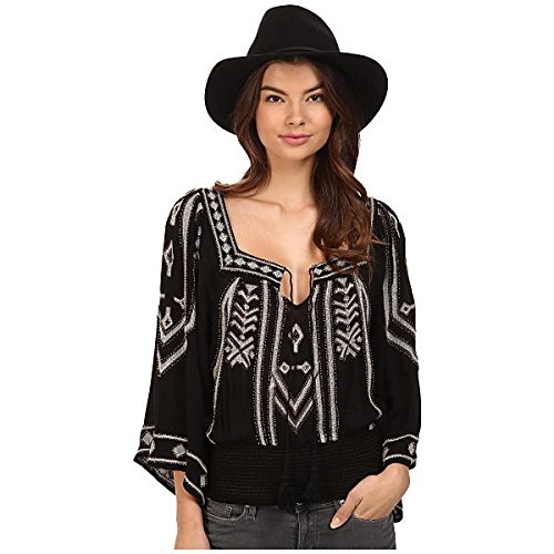 フリーピープル トップス シャツ Don’t Back Down Embroidered Top Black [並行輸入品]