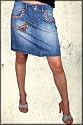 Inkslingers Flying Heart Tattoo Stretch Denim Women's Mini Skirt in Sparkle Wash