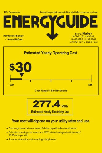 Haier HNSB02 1.7 Cu-Ft Refrigerator/Freezer, White Haier HNSB02 1.7 Cu-Ft Refrigerator/Freezer, White