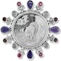 Sterling Silver Multi-Gemstone Panda Coin Pin/Pendant by Sajen