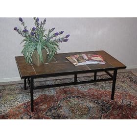 4D Concepts Coffee Table with Slate Top, Metal/ Slate