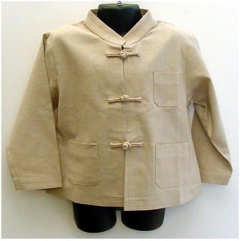 Kid Beige Linen Kung Fu Jacket, Size 7