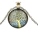 Art Tree Long Chain Women Pendant Necklace Vintage Bronze Charm Necklace Life of Tree Glass Necklace Jewelry for Women for Mom