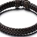 COOLSTEELANDBEYOND Classic Mens Brown Braided Leather Bracelet Wristband Genuine Leather Wrap Bracelet