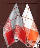 Dish Towels 4-pieces, Jacquard Linen Cotton, Romance in Cucina