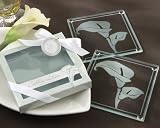 “Calla Lilies” Frosted-Glass Coasters in Floral-Inspired Gift Box – Baby Shower Gifts & Wedding Favors
