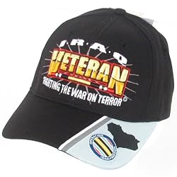 "IRAQ VETERAN - WAR ON TERROR" BASEBALL CAP HAT * BLACK ADJUSTABLE SIZE