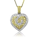 18k Gold White and Yellow Diamond Heart Pendant Necklace (GH, SI, 0.32 carat)