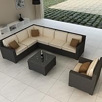 Big Sale Forever Patio Hampton 8 Piece Rattan Patio Sectional Set with Cream Sunbrella Cushions (SKU FP-HAM-8SEC-CH-AC)