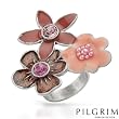 PILGRIM SKANDERBORG, DENMARK Stylish Ring With Crystals and Faux pearls in Silver Base metal and Multicolor Enamel. Total item weight 10.5g - Size 6.5 (Size 6.5)