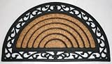 Homescapes - Door Mat - Coir & Wrought Iron Effect- Half Moon- Indoor and Outdoor Doormat - Heavy Duty Scrapper Mat