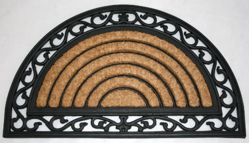 Homescapes - Door Mat - Coir & Wrought Iron Effect- Half Moon- Indoor and Outdoor Doormat - Heavy Duty Scrapper Mat