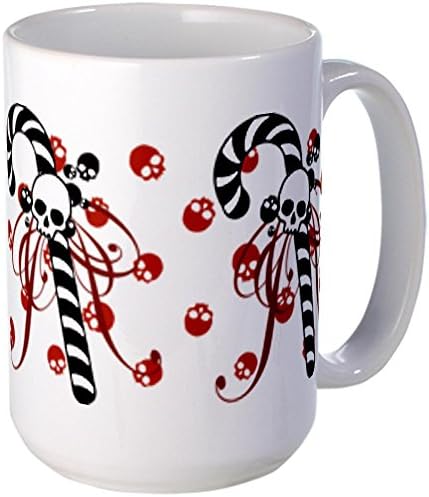 CafePress Unique Decorative Cushion Skull Candy Cane Large Mug Large Mug -