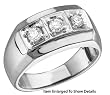 Stunning Men's 1/2 ct. 3 Stone Genuine Diamond White Gold Ring " Size 10 "