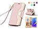 Galaxy Note 7 Case, Note 7 Case, FYY [Makeup Mirror] Premium PU Leather Samsung Galaxy Note 7 Wallet Case with Cosmetic Mirror and Bow-knot Strap Rose Gold+Gold