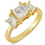 Three Stone Princess Cut Diamond Ring 2.00ctw (HI/SI) in 14K Yellow Gold