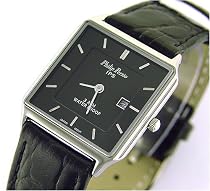 Philip Persio Mens Leather Date Dress Watch