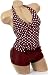 Cute Brown White Polka Dot Halter Tankini Boy Shorts S Small