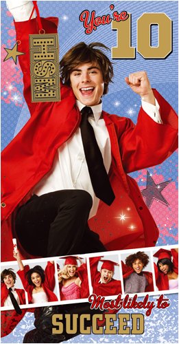Childrens Toyshop  Toys : High School Musical 3 Age 10 Birthday Card with bag charm attachment size 125 x 234