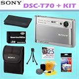 Sony Cybershot DSC-T70 8.1MP Digital Camera (Silver) + 2GB ACCESSORY KIT