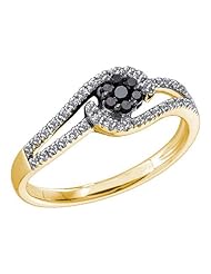 0.25CTW BLACK DIAMOND FLOWER RING