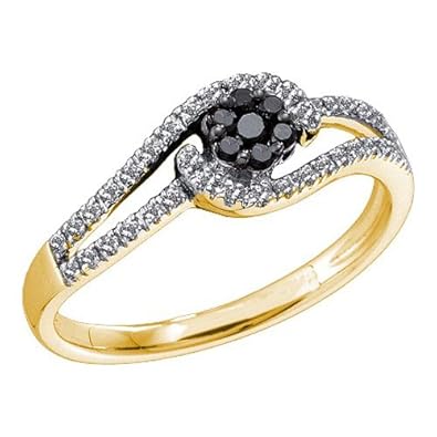 Cheap Girls Jewelry 0.25CTW BLACK DIAMOND FLOWER RING For Sale