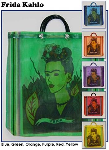 El Sol FRIDA Reusable Mesh Grocery Shopping Bag Tote (Green) Easy to Wipe Clean, Shake to Dry. Mildew and stain resistant.