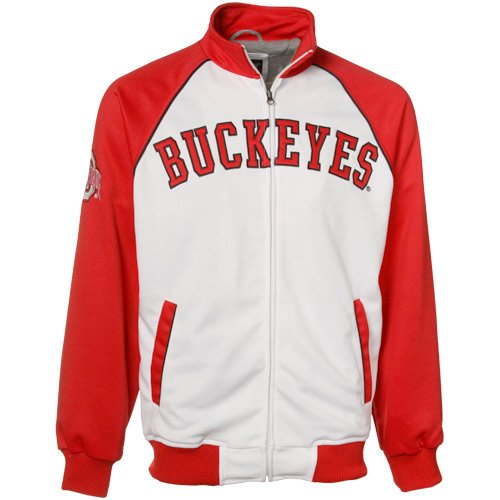 Ohio State Buckeyes White-Scarlet Raglan Track Jacket (X-Large)