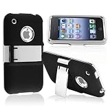 eForCity Snap-on Case compatible with Apple® iPhone® 3G / 3GS , Black with Chrome Stand
