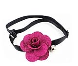 Esenfa Purple Flower Pendant Bell Pet Necklace Ribbon Chain Pet Jewelry