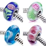 4 Pc Glass Beads 925 Sterling Silver Jewelry Fits Pandora Charm Bracelet