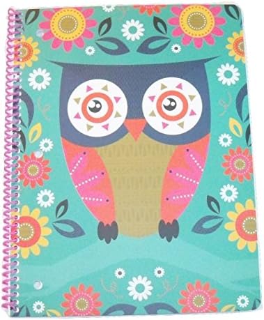 Pink Light Design Spiral Notebook ~ What a Hoot (Owls and Flowers on Blue; 8" x 10.5"; 60 Sheets, 120 Pages)