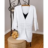 White Ribbed Cardigan at J. Marco