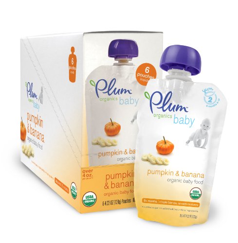 Plum Organics Baby Second Blends, Pumpkin and Banana, 4.22-Ounce Pouches (Pack of 12)