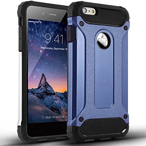 Iphone 6 Plus Case,DUDETOP®Ultra-thin Shockproof Scratch-Resistant Resist Cracking Protective Cover Hard PC Soft Silicone Back Case Skin for Apple iphone 6s Plus 5.5" (Purplish Blue)