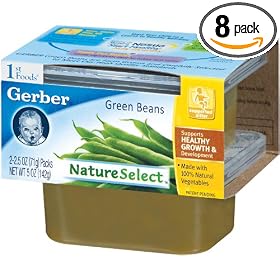 Gerber 1st Foods Green Beans, 2-Count, 2.5-Ounce Tubs (Pack of 8)