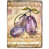 Plums Wall Hanging - Mixed Media Reproduction on Rigid Board