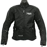 Mens Black CE Approved Armored Textile Motorcycle Jacket