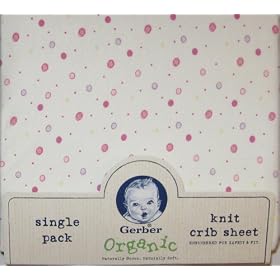 Gerber Organic Knit Fitted Crib Sheet Pink Polka Dots