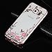 Secret Garden HAOTP Beauty Luxury Butterfly Floral Flower Diamonds Shiny Plating Frame Plating Bumper Soft Flexible TPU Transparent Skin Case for Samsung Galaxy S6 Edge Plus Swarovski Rose Gold/Pink