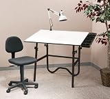 Alvin Onyx Drafting Height Set, rounded corners, white base, white top