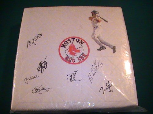 2011 BOSTON RED SOX TEAM SIGNED AUTOGRAPHED BASEBALL BASE DUSTIN PEDROIA, JASON VARITEK COA + PROOF PHOTO