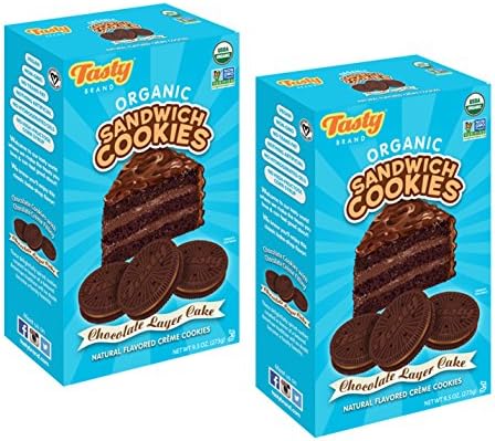 Tasty Brand Natural Flavored Creme Organic Sandwich Cookies (Pack of 2) (Chocolate Layar Cake x 2)
