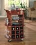Cherry Finish Wood Round Kitchen Storage Cart Island