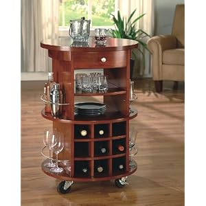 Contemporary Style Portable Wine Rack  Serving Cart with Casters by visiondecor Furniture