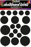 Colore Chalkboard Labels - Perfect Stickers For Mason Jars, Water & Wine Bottles, Food Can & Container - FREE Door Tag - Black Round Shape - 3 Sheets