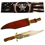 Brass Wood Stainless Steel Primitive Bowie 18 inch Knife