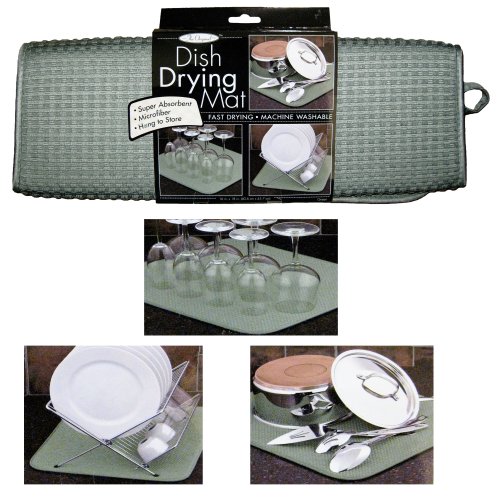 The OriginalTM Dish Drying Mat Microfiber Absorbent Machine Washable Fast Drying 16x18 Multipurpose, Green